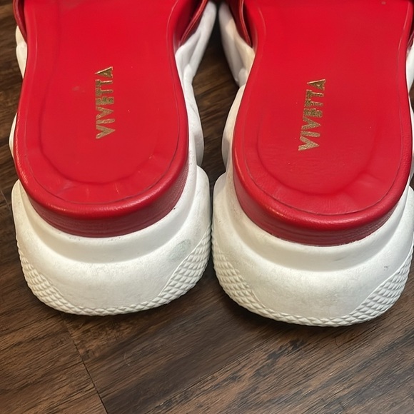 Revolve VIVETTA Red satin Bow chunky Sandals 40 9 - Picture 7 of 15